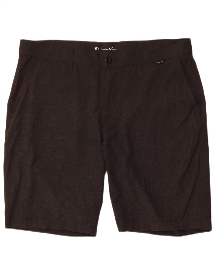 Travis Mathew Mens Chino Shorts W38 XL Black Pinstripe Polyester