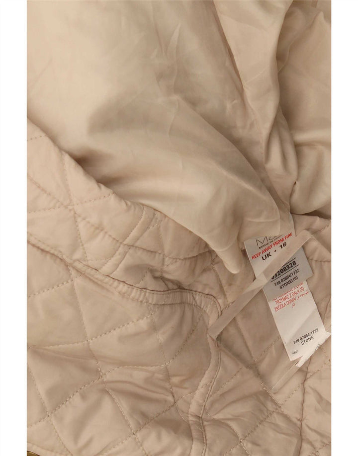 Marks & Spencer Womens Quilted Jacket UK 16 Large Beige Polyester