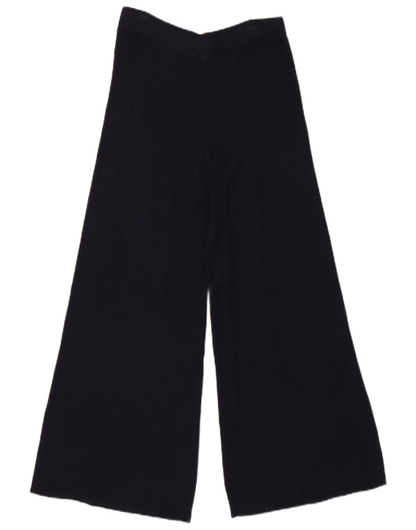 Zara Damen-Freizeithose mit hoher Taille und weitem Bein, Größe S, W26, L26, Marineblau