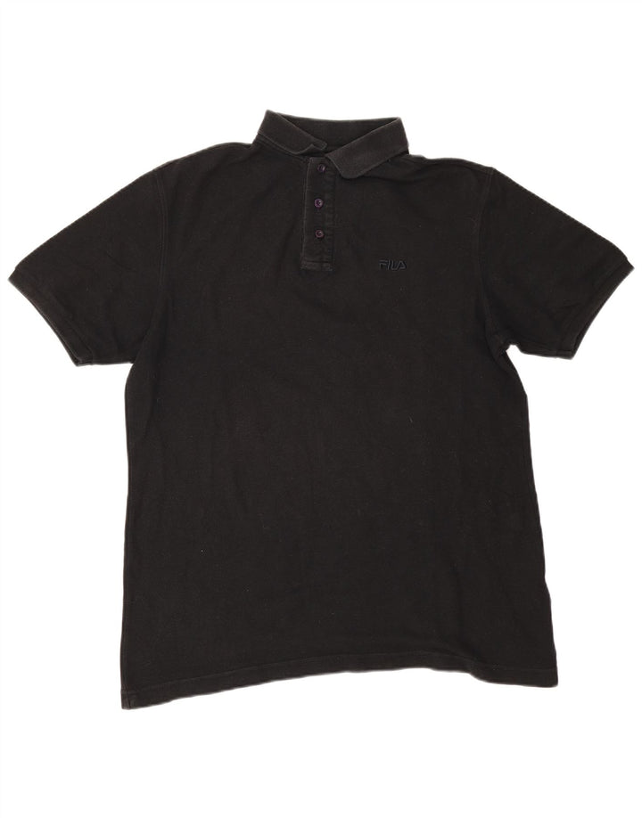 Polo da uomo Fila Large in cotone nero