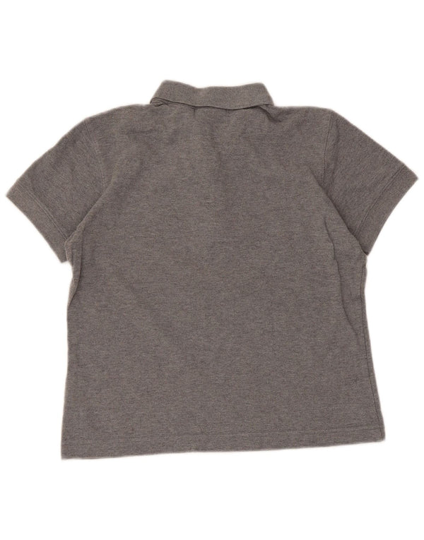 Fila Womens Crop Polo Shirt UK 10 Small Grey Flecked Bomuld