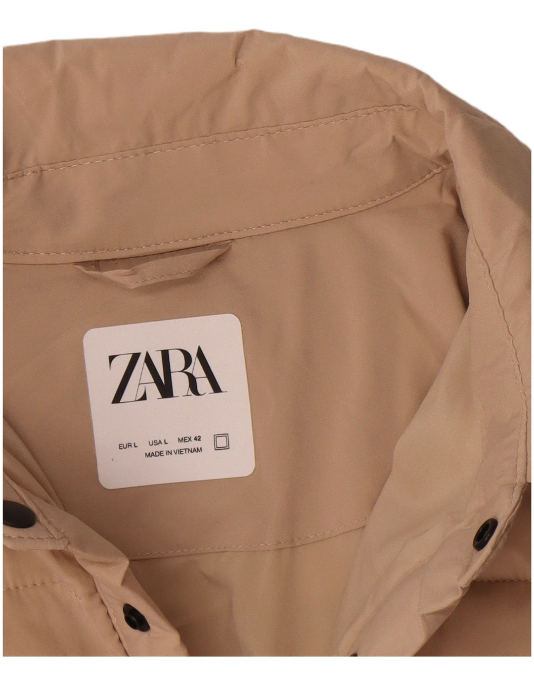 Zara Mens Padded Jacket UK 40 Large Beige Polyester