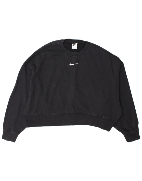 Felpa oversize da donna Nike UK 10 piccola in cotone nero