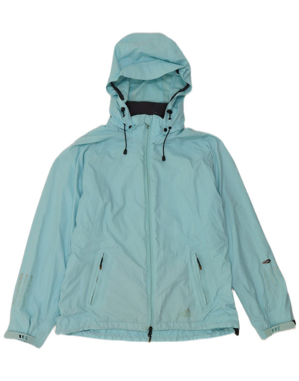 Giacca antipioggia da donna Adidas Clima Proof con cappuccio UK 16 Large Blu Poliestere