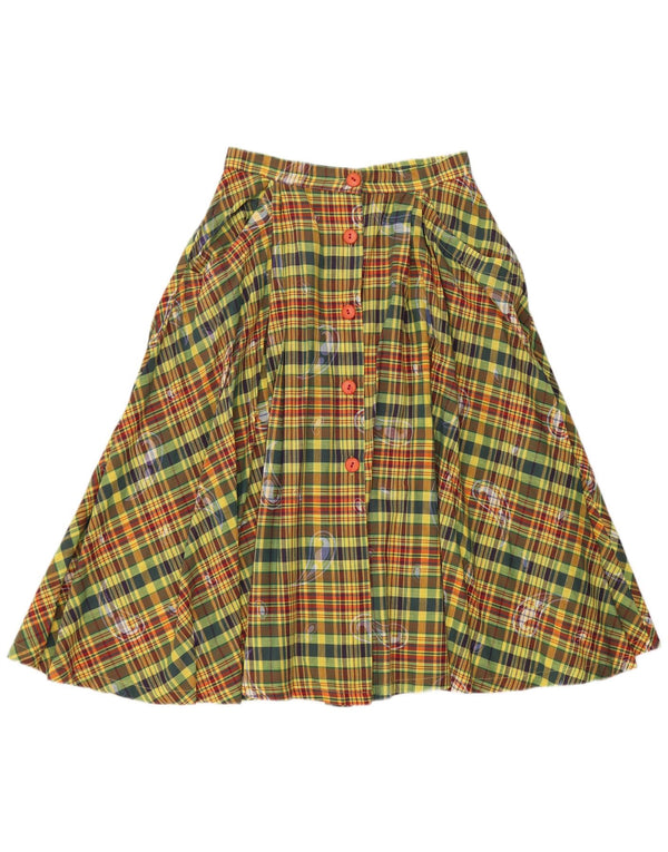jupe évasée taille haute femme vintage IT 42 Medium W26 Green Check