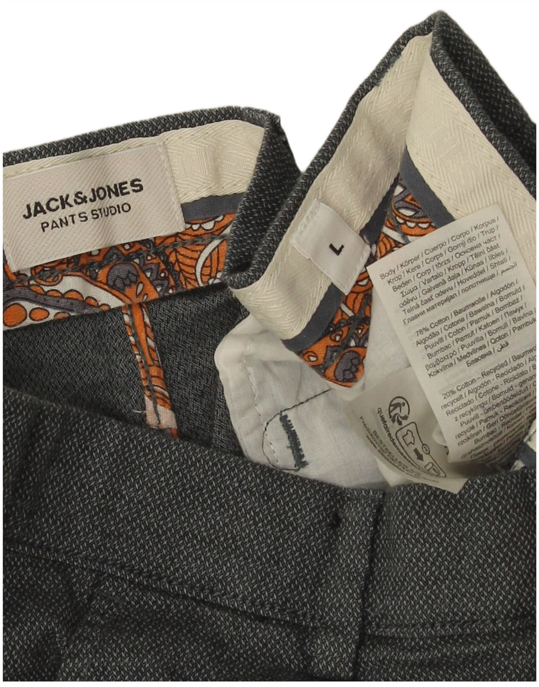 Jack & Jones Mens Chino Shorts Large W34  Grey Spotted Cotton