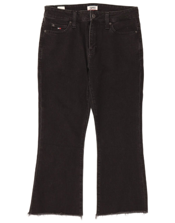 Tommy Hilfiger Womens Flare Cropped Jeans W31 L24 Black Cotton