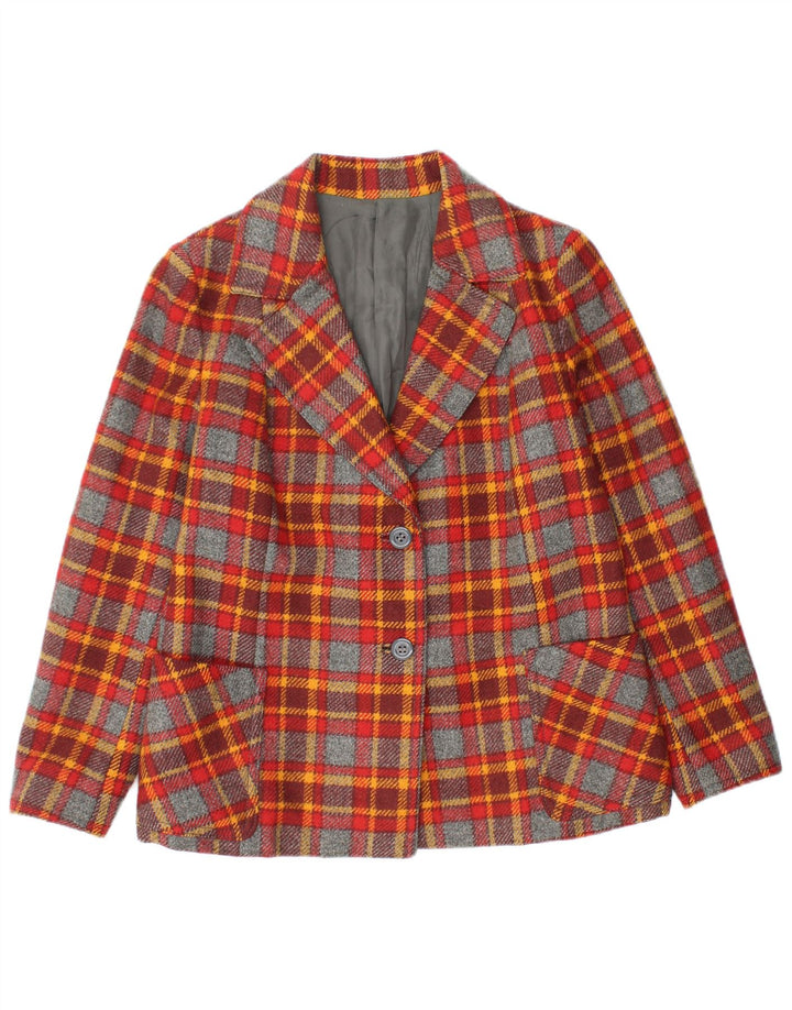 Hettemarks Womens 2 Button Blazer Jacket UK 12 Medium Multicoloured Check