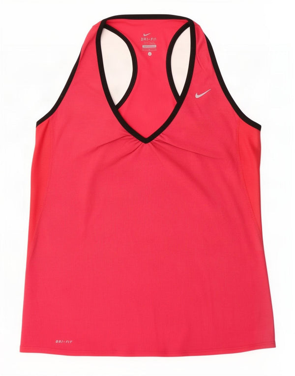 Nike Womens Dri Fit Vest Top UK 14 Grande bloco colorido rosa