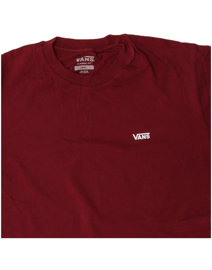 VANS Mens Classic Fit T-Shirt Top Small Maroon Cotton