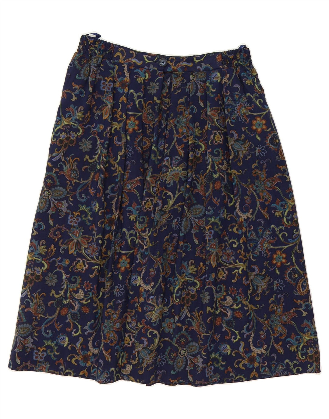 PETER HAHN Womens A-Line Skirt W32 Large  Navy Blue Floral Vintage Peter Hahn and Second-Hand Peter Hahn from Messina Hembry 