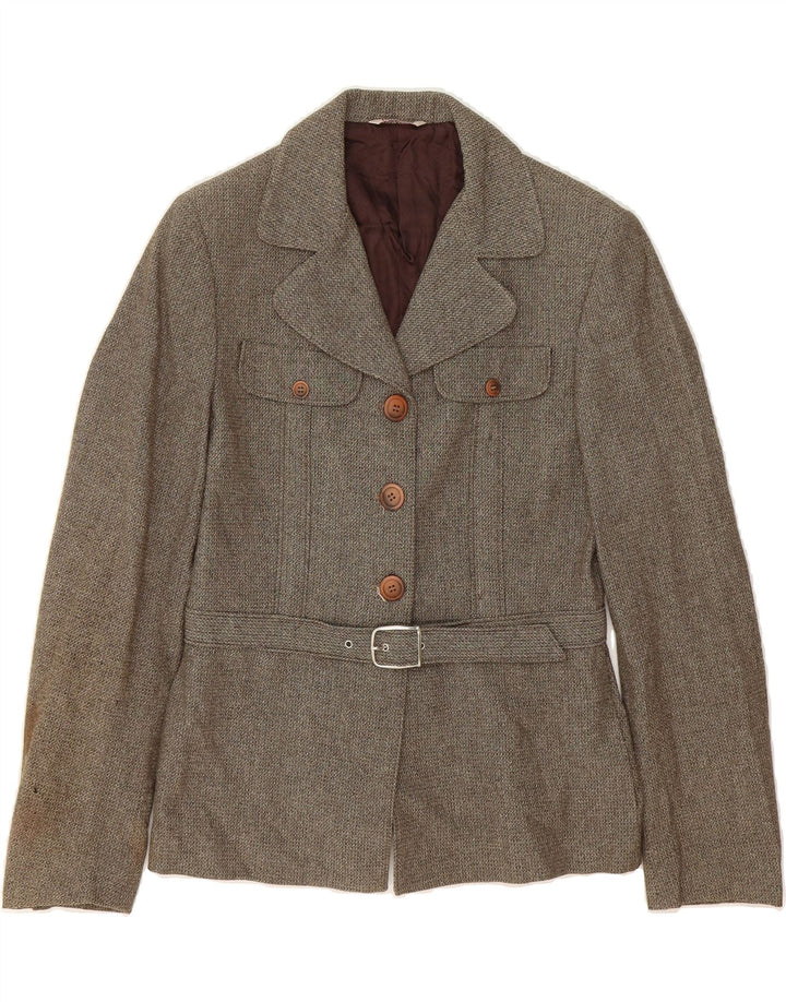 STEFANEL Womens 3 Button Blazer Jacket IT 42 Medium Grey Wool Vintage Stefanel and Second-Hand Stefanel from Messina Hembry 