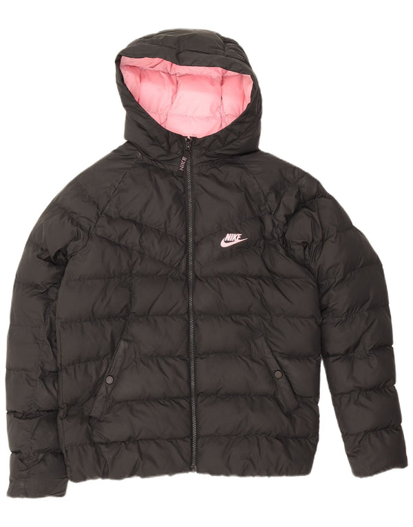 Nike Chaqueta acolchada con capucha Niñas 13-14 años XL Negro Poliéster