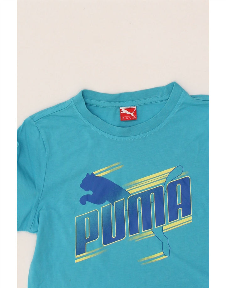 PUMA Boys Graphic T-Shirt Top 9-10 Years Medium Blue Cotton Vintage Puma and Second-Hand Puma from Messina Hembry 