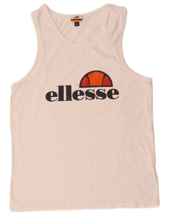 Ellesse Herre Grafisk Vest Top Lille Hvid Bomuld
