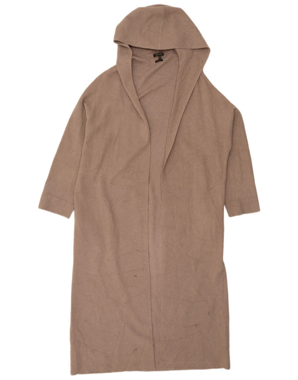Massimo Dutti Dame Longline Hooded Cardigan Sweater UK 10 Small Beige