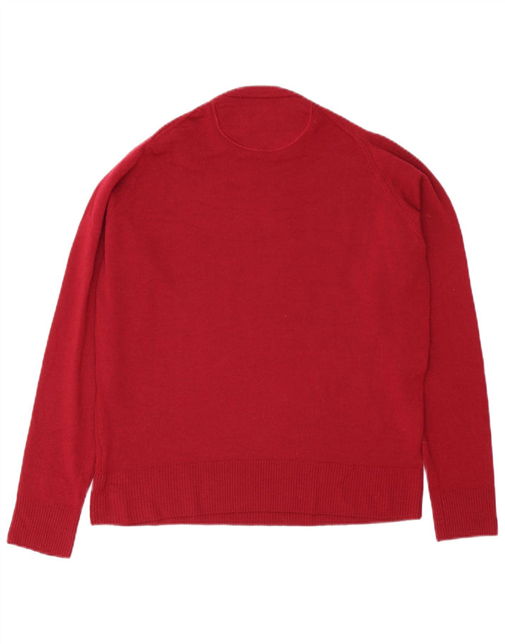 Trussardi Jeans Mens Crew Neck Jumper Sweater Medium Burgundy Wool