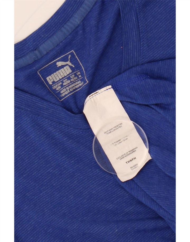 PUMA Mens T-Shirt Top Medium Blue Pinstripe Polyester