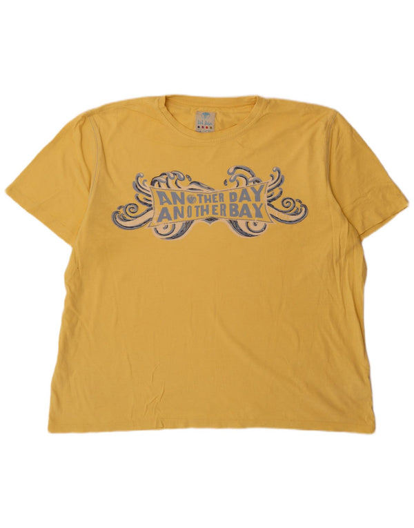 Camiseta gráfica masculina Fat Face Top XL algodão amarelo