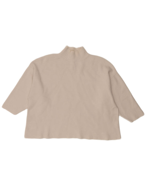 Pulover cu gât țestoasă supradimensionat pentru femei Zara UK 14 Medium White