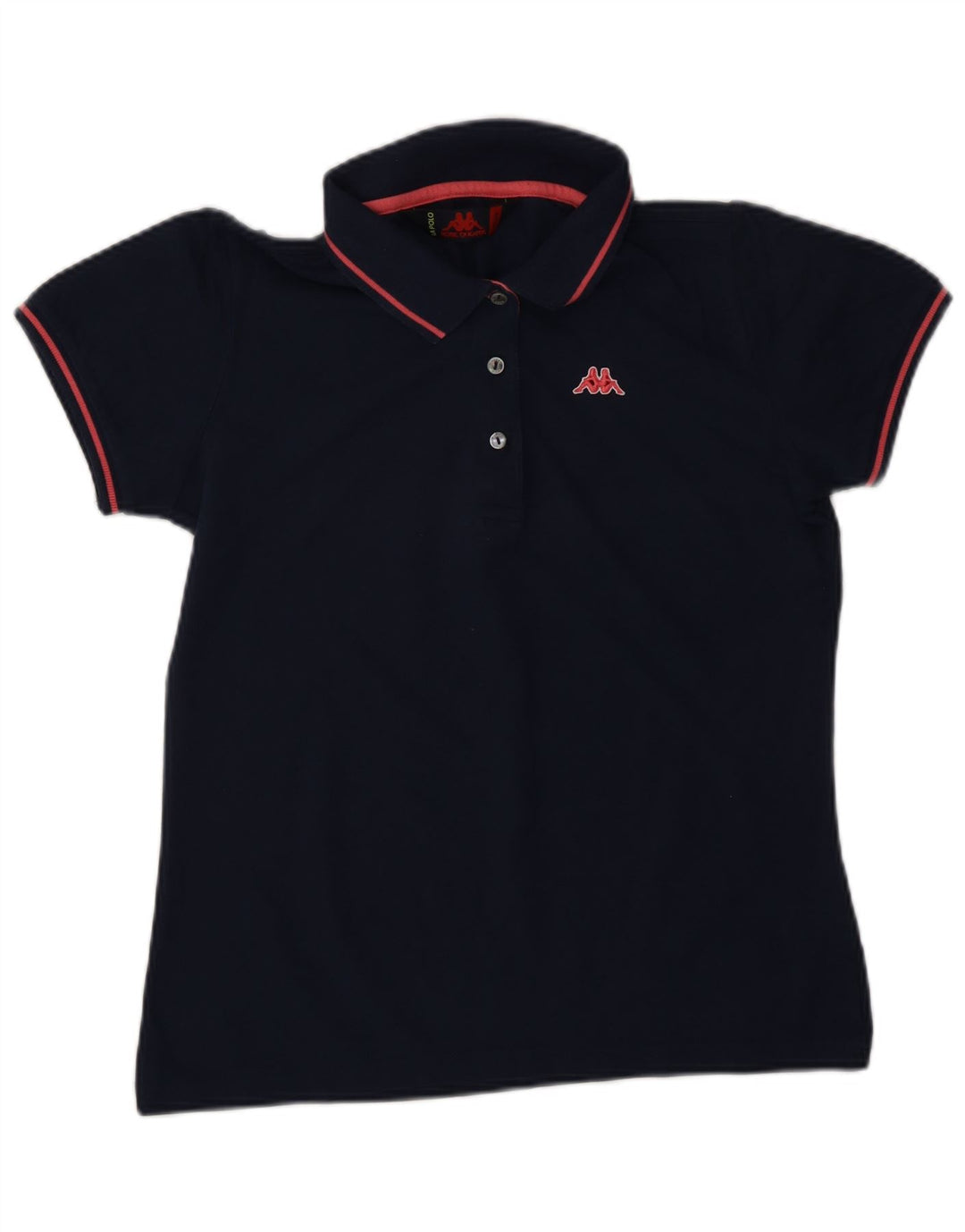 KAPPA Dame Polo Shirt UK 12 Medium Navy Blue Bomuld