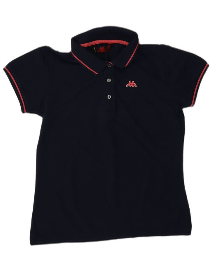 KAPPA Dame Polo Shirt UK 12 Medium Navy Blue Bomuld