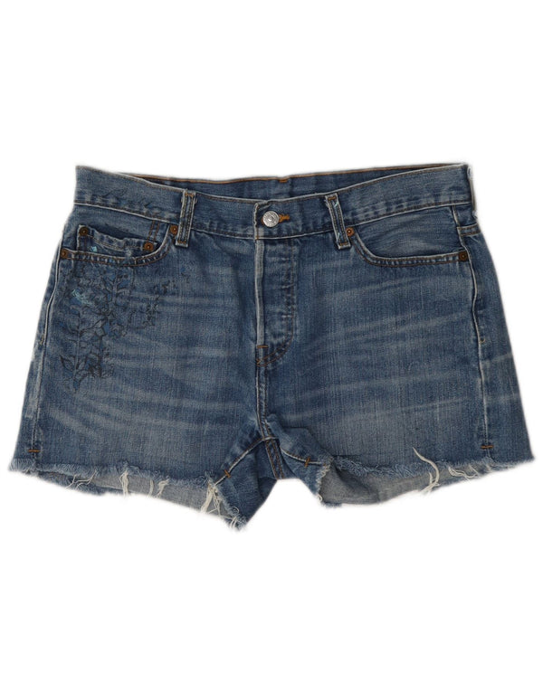 Levi's Womens 501 grafiske denimshorts W30 Mellemblå blomstret bomuld