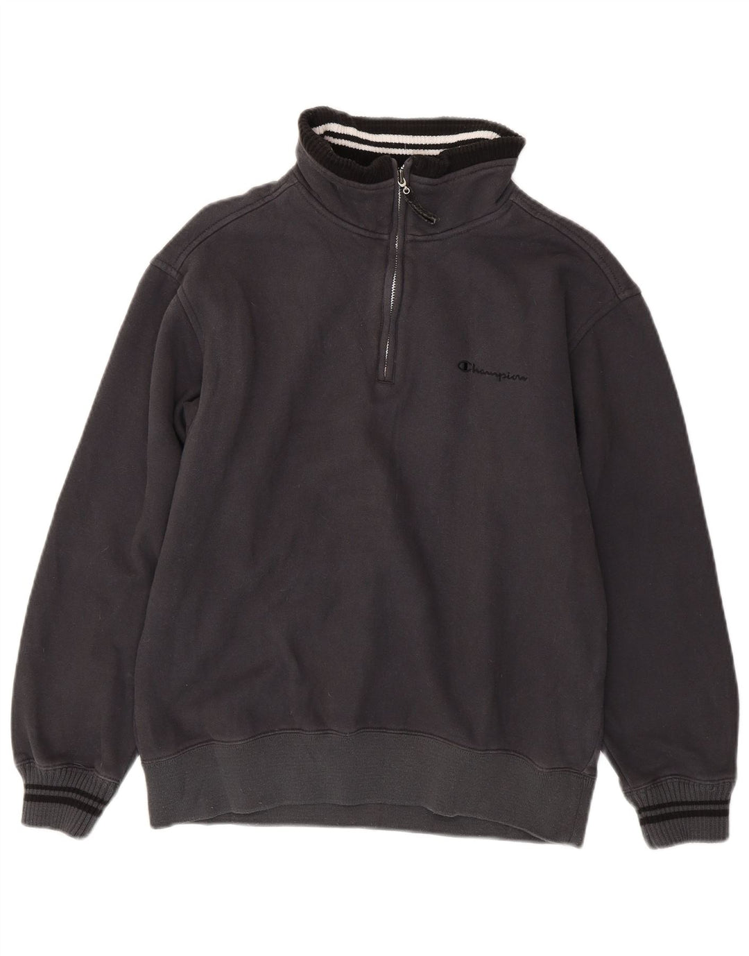 Champion Mens Zip Neck Sweatshirt Jumper Small Grey Cotton