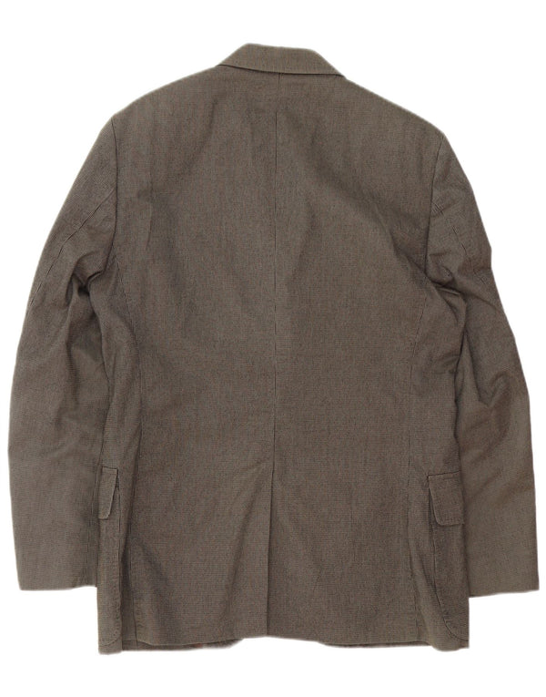 Massimo Dutti Mens 3 Button Blazer Jacket EU 48 Medium Brown Cotton