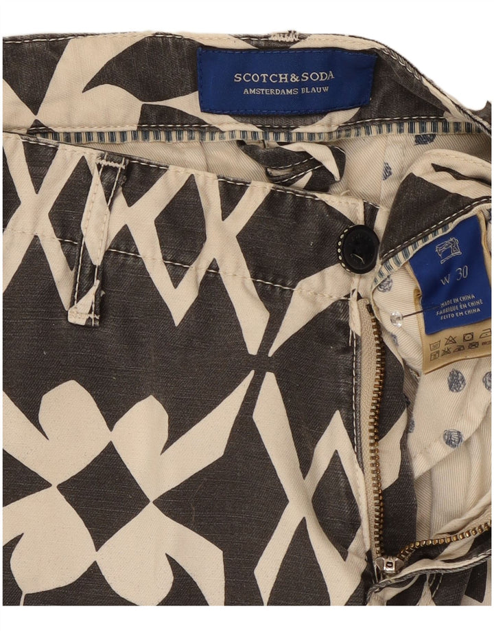 Scotch & Soda Mens Chino Shorts W30 Medium Grey Geometric Cotton