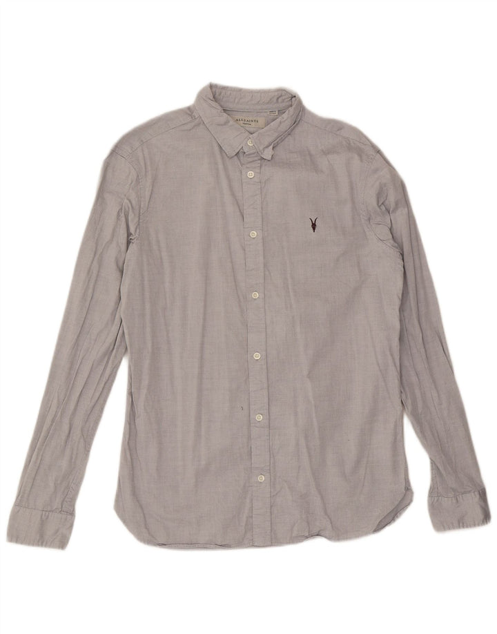 Camicia da uomo All Saints in cotone grigio medio