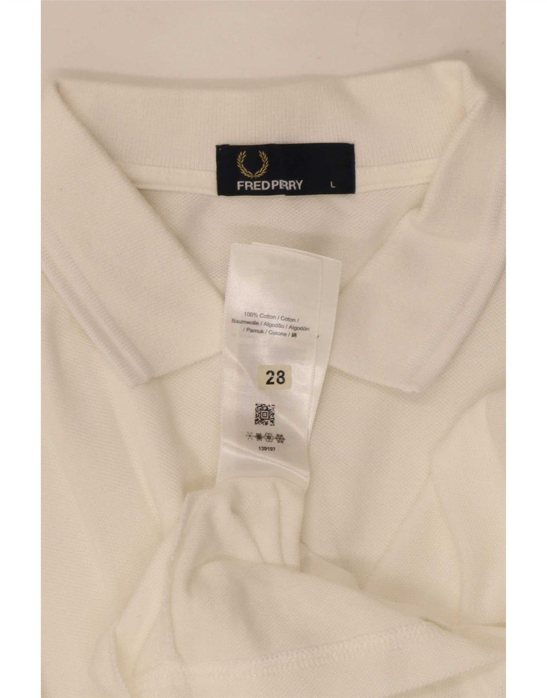 Fred Perry Mens Long Sleeve Polo Shirt Large White Cotton