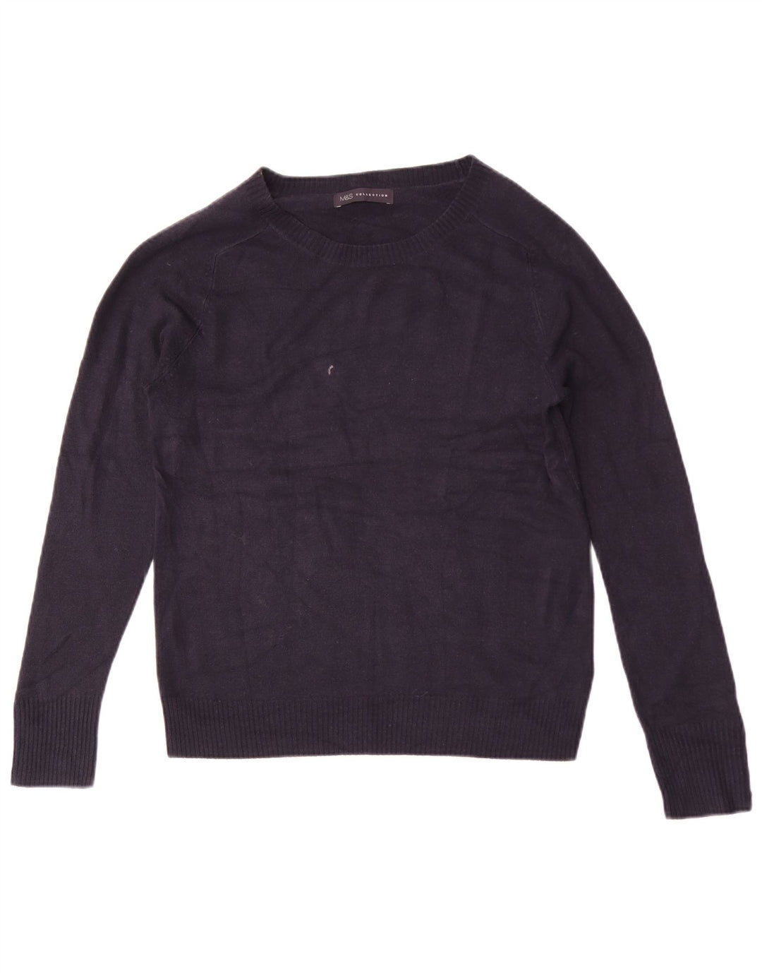 Marks & Spencer Womens Boat Neck Jumper Sweater UK 12 Medium Navy Blue