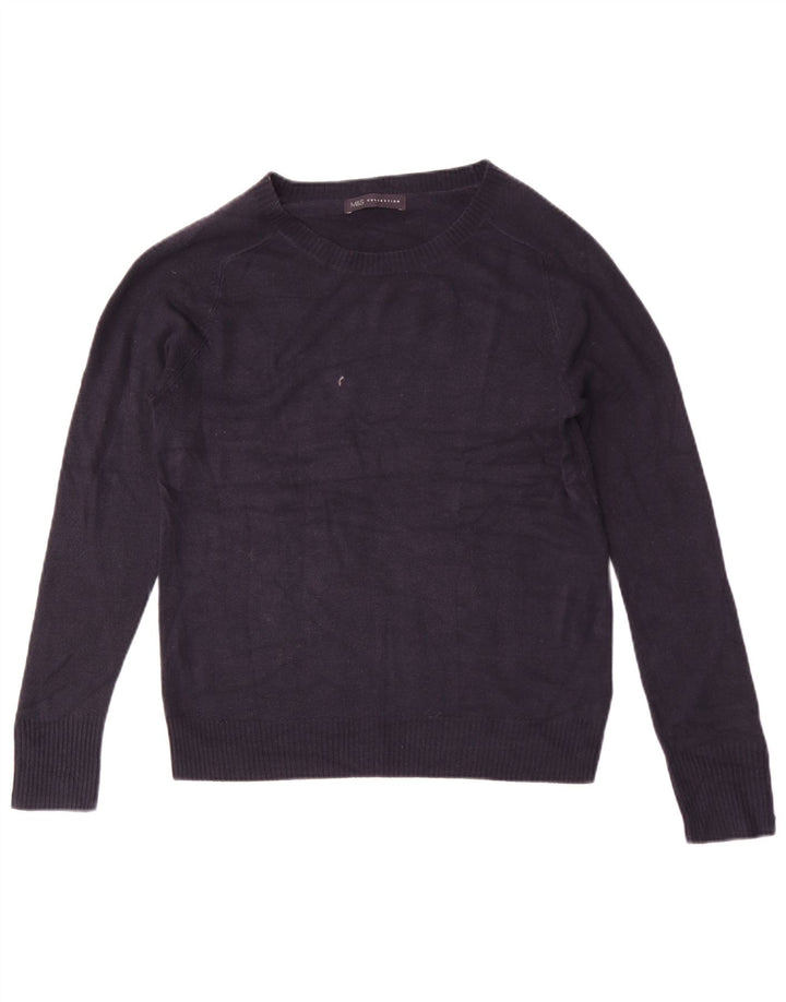 Marks & Spencer Womens Boat Neck Jumper Sweater UK 12 Medium Navy Blue