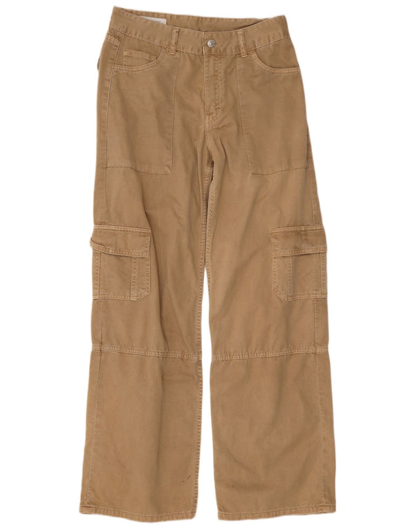 Zara Dame Loose Fit Cargo Bukser EU 36 XS W26 L30 Beige Bomuld
