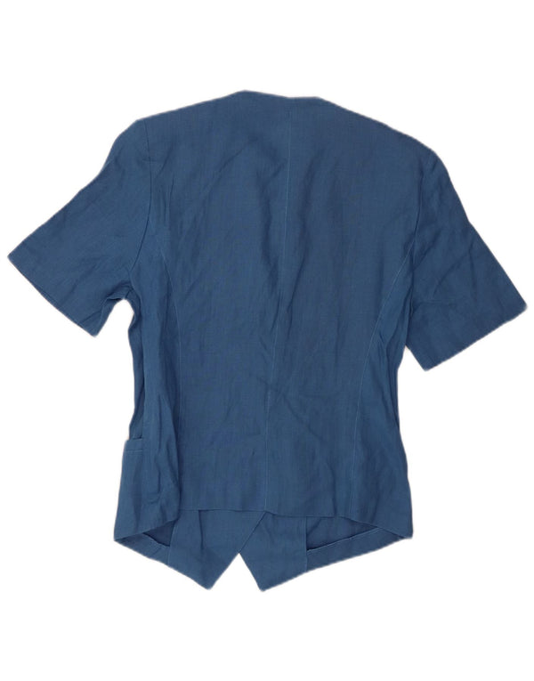 Preca Womens Short Sleeve Cardigan Top IT 42 Medium Blue Linen