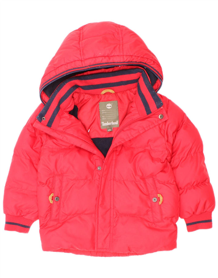 Timberland Veste matelassée à capuche garçon 2-3 ans rouge polyester