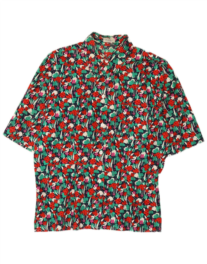 Vintage Womens Short Sleeve Shirt Blouse EU 38 Medium Multicoloured Floral