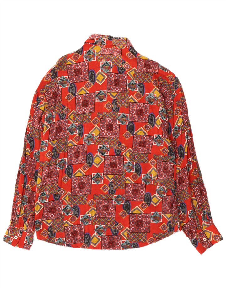 Vintage Mens Shirt Large Red Patchwork Viscose