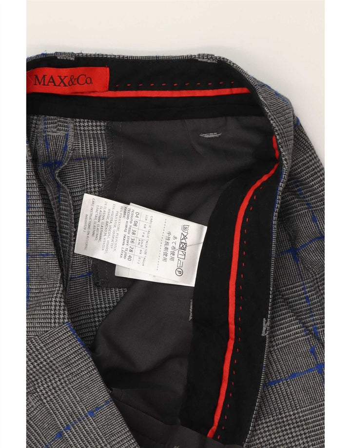Max & Co. Pantalon Chino Femme UK 8 Small W28 L27 Gris Pied-de-Poule