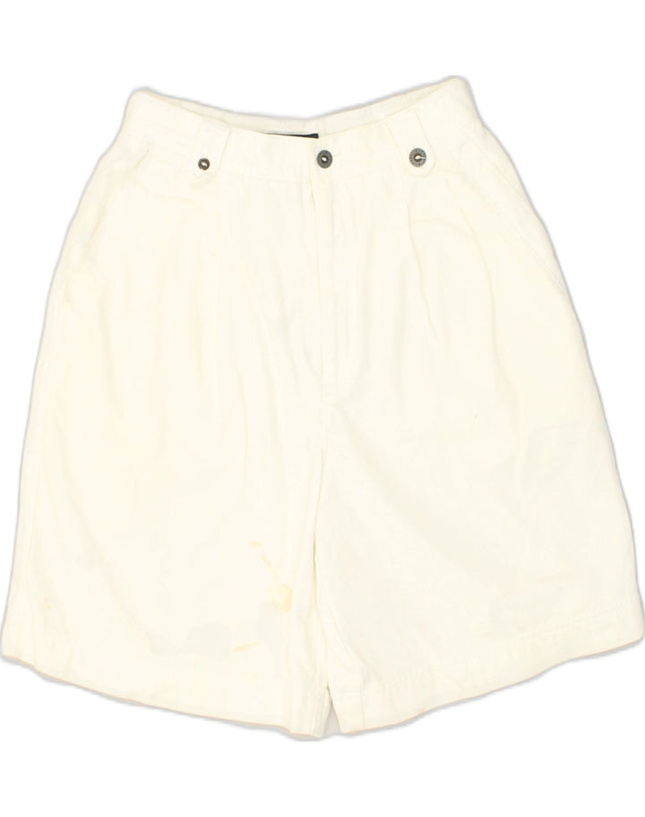 VINTAGE Womens Pegged Chino Shorts UK 4 XS W24 White Cotton | Vintage Vintage | Thrift | Second-Hand Vintage | Used Clothing | Messina Hembry 