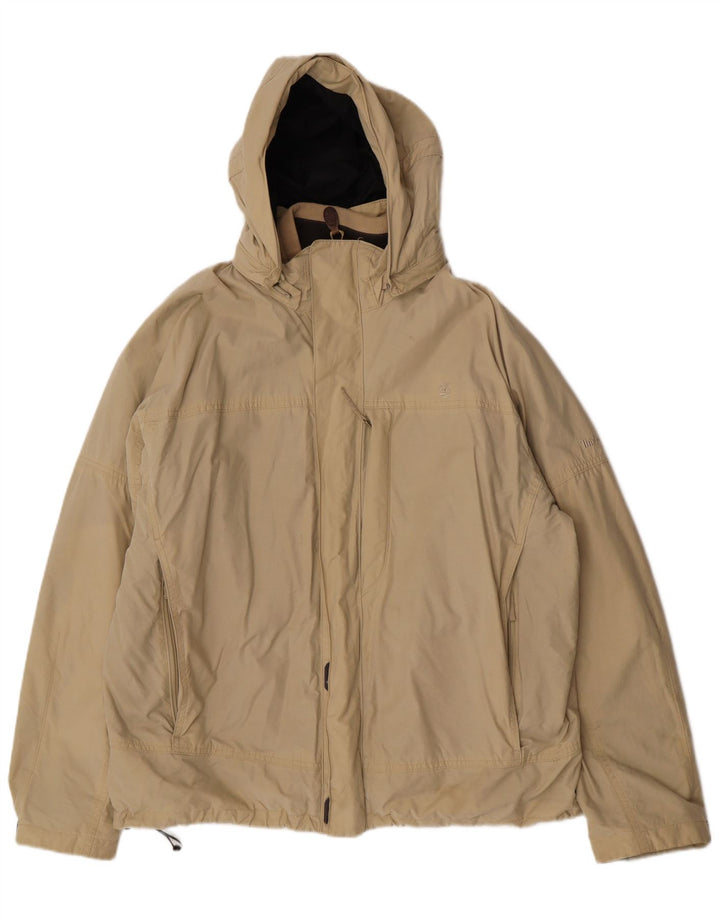 Timberland Mens Hooded Windbreaker Jacket UK 42 XL Beige Polyester