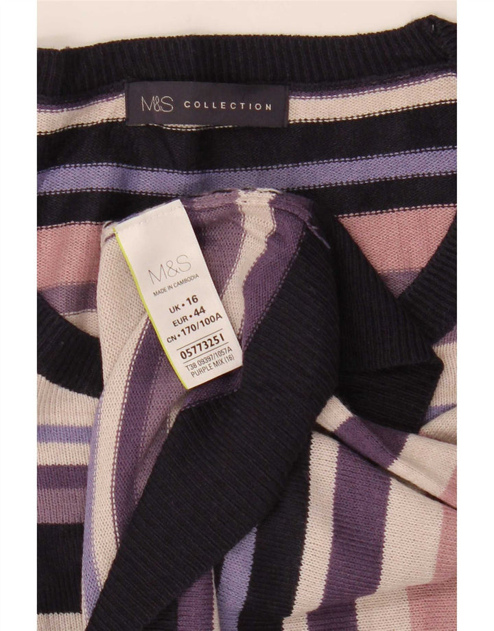 Marks & Spencer Womens Boat Neck Jumper Sweater UK 16 Large Multicoloured