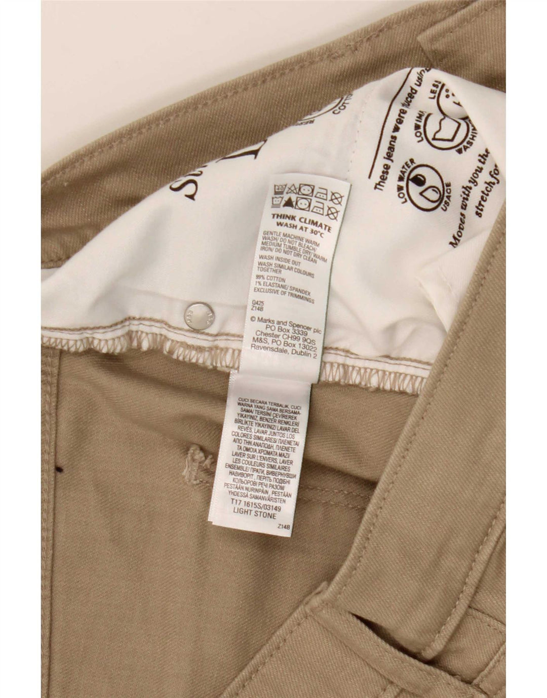 Marks & Spencer Dame Slim Jeans W34 L29 Beige Bomuld