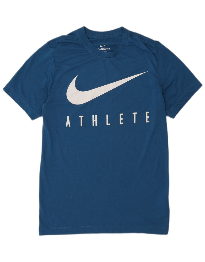 Nike Mens Dri Fit Graphic T-Shirt Top XS Blue Polyester