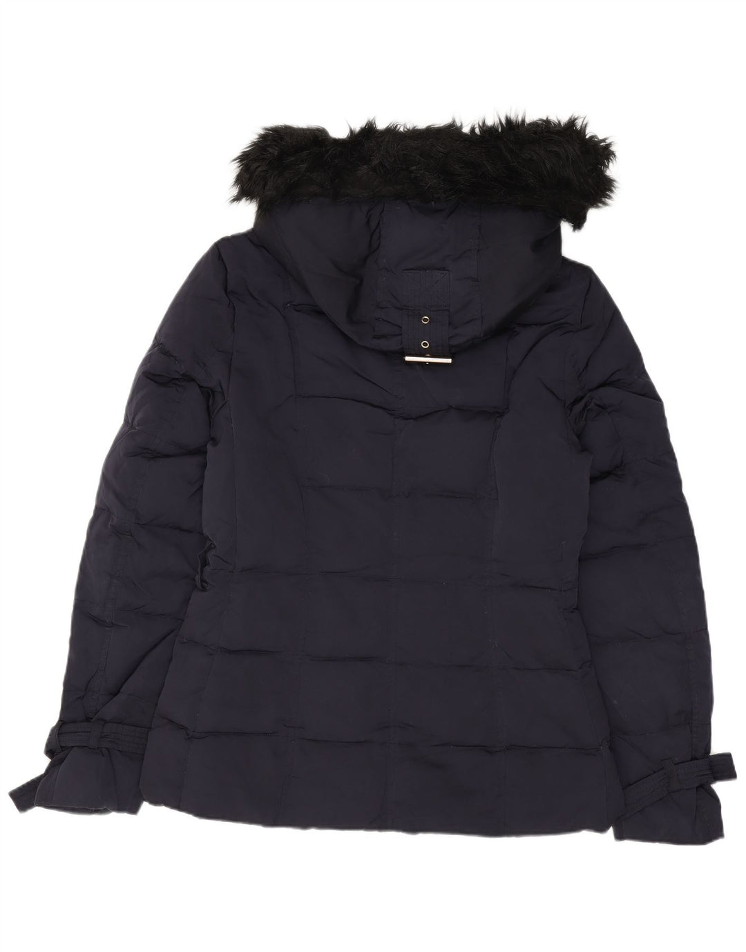 ZARA Damen-Jacke mit Kapuze, wattiert, Gr. 10, Größe S, marineblaues Nylon