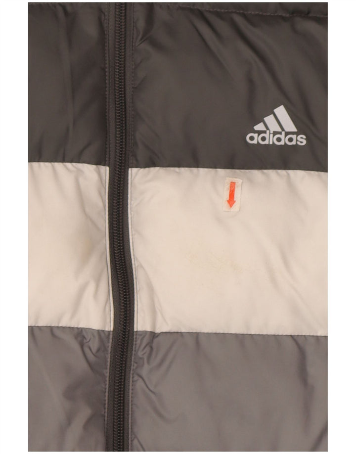 Giacca imbottita con cappuccio Adidas da ragazzo 13-14 anni in poliestere color block grigio