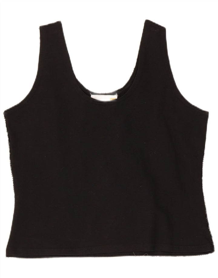 Vintage Womens Evening Abstract Pattern Bluză Top UK 12 Medium Black
