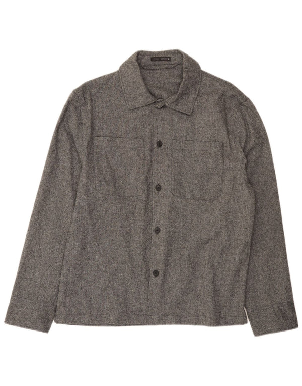 Zara Mens Overshirt Shirt Medium Grey Acrylic