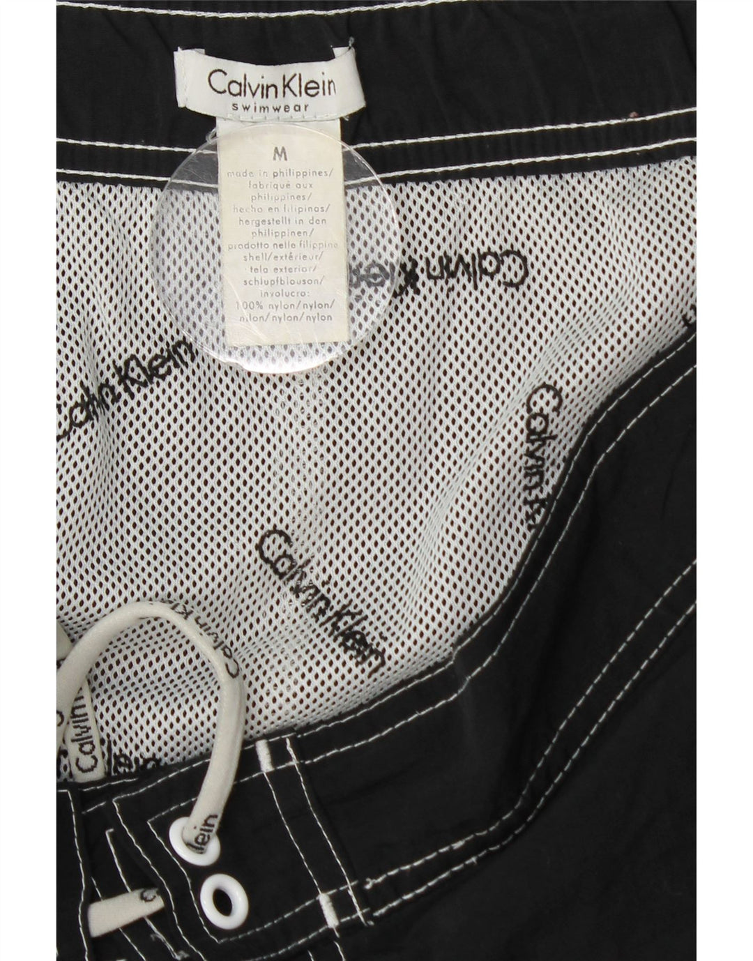 CALVIN KLEIN Mens Graphic Swimming Shorts Medium Black Nylon